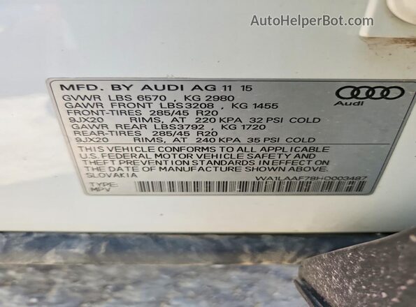 WA1LAAF78HD003487 2017 AUDI Q7 White Շարժիչի բաժամունքի տեսք