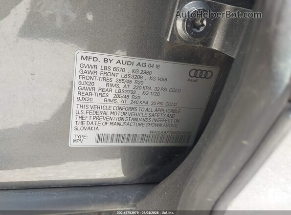 WA1LAAF79HD016295 2017 AUDI Q7 Серый Вид подкапотного пространства