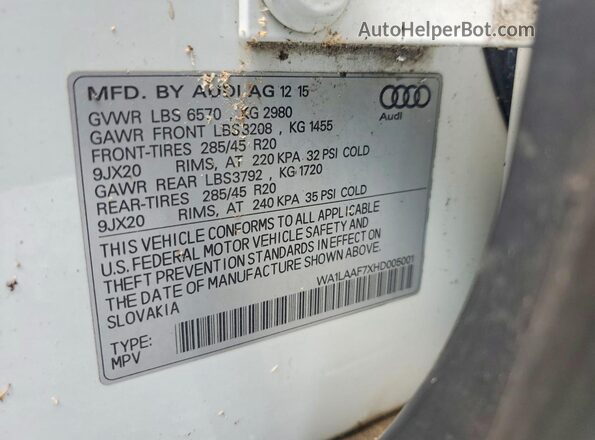 WA1LAAF7XHD005001 2017 AUDI Q7 White 