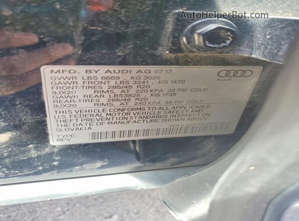 WA1LAAF7XJD005621 2018 AUDI Q7 Blue VIN sticker view