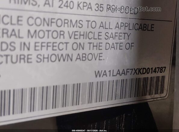WA1LAAF7XKD014787 2019 AUDI Q7 Black Engine compartment view