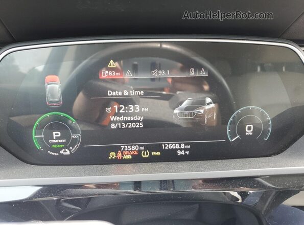 WA1LAAGE6KB008803 2019 AUDI E-TRON Gray Widok zestawu wskaźników