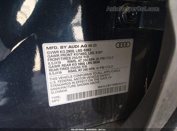WA1LCBF75RD003271 2024 AUDI Q7 Blue Widok komory silnika