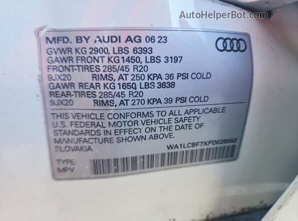 WA1LCBF7XPD028552 2023 AUDI Q7 White სალონის 360-გრადუსიანი ხედი