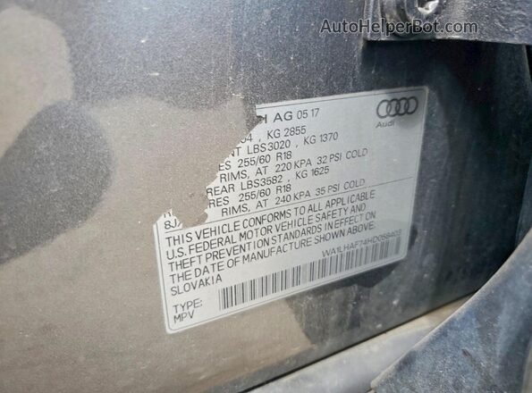 WA1LHAF74HD058403 2017 AUDI Q7 Silver VIN sticker view
