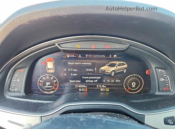 WA1LHAF74KD040054 2019 AUDI Q7 Black Սարքավորումների վահանակի տեսք