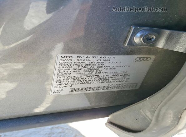 WA1LHAF77HD039506 2017 AUDI Q7 Gray Widok naklejki z numerem VIN