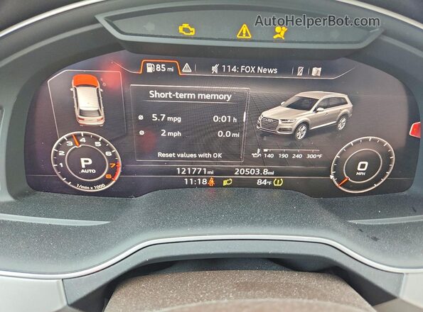 WA1LHAF78KD024441 2019 AUDI Q7 White Вид щитка приладів