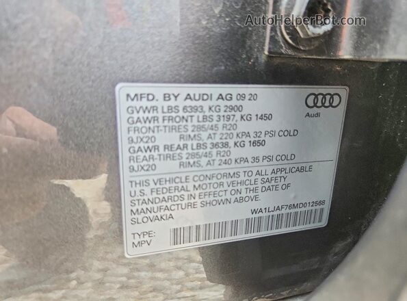 WA1LJAF76MD012568 2021 AUDI Q7 Серый Панорамный вид салона 360°