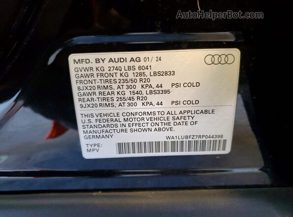 WA1LUBFZ7RP044398 2024 AUDI Q4 Black VIN կոդի պիտակի տեսք