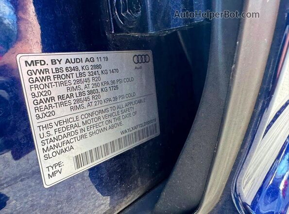 WA1LXAF72LD000219 2020 AUDI Q7 Blue 