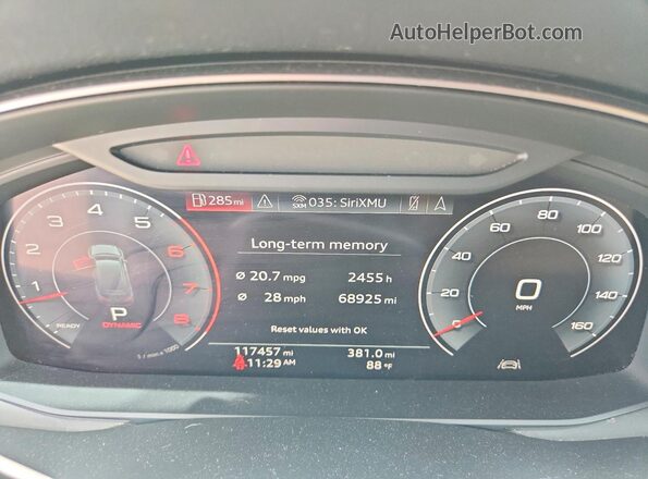 WA1LXAF72LD002164 2020 AUDI Q7 White Instrument cluster view