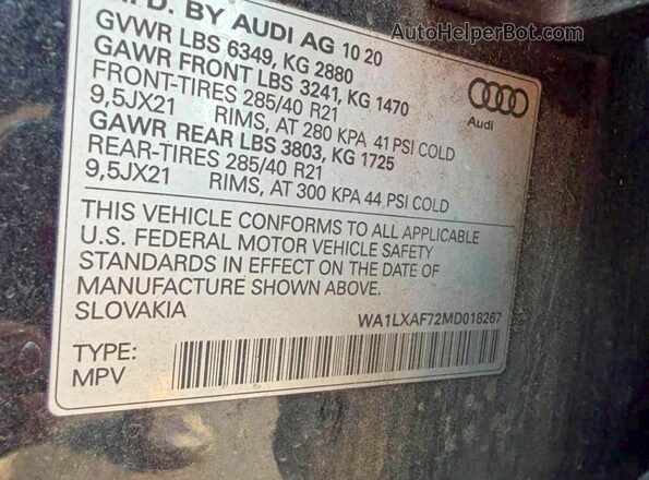 WA1LXAF72MD018267 2021 AUDI Q7 Неизвестный 