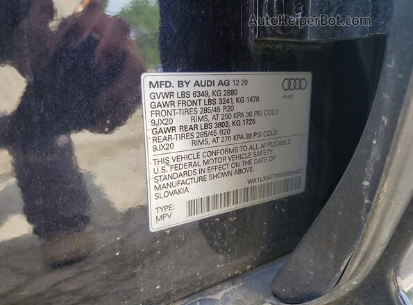WA1LXAF78MD024431 2021 AUDI Q7 Black Vista de la etiqueta del VIN