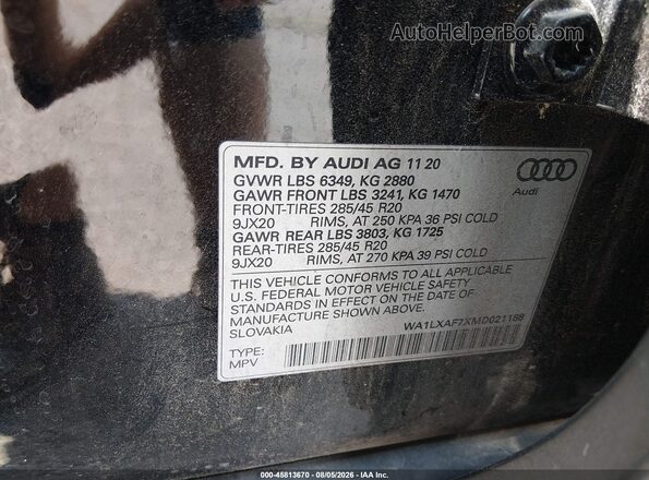 WA1LXAF7XMD021188 2021 AUDI Q7 Черный Вид подкапотного пространства