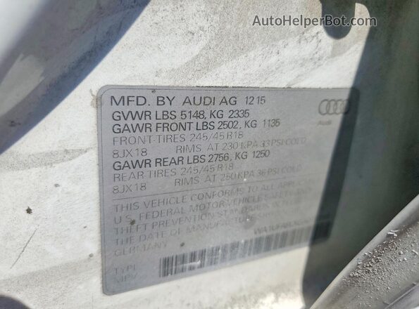 WA1UFAFLXGA015188 2016 AUDI A4 White VIN կոդի պիտակի տեսք