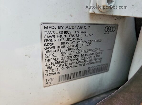 WA1VAAF75JD018284 2018 AUDI Q7 Белый Панорамный вид салона 360°