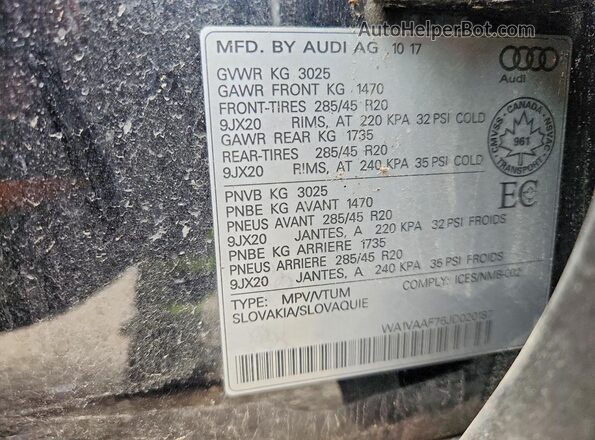 WA1VAAF76JD020187 2018 AUDI Q7 Черный Панорамный вид салона 360°