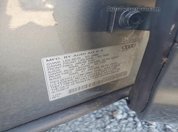 WA1VAAF78HD001697 2017 AUDI Q7 Silver VIN კოდის სტიკერის ხედი