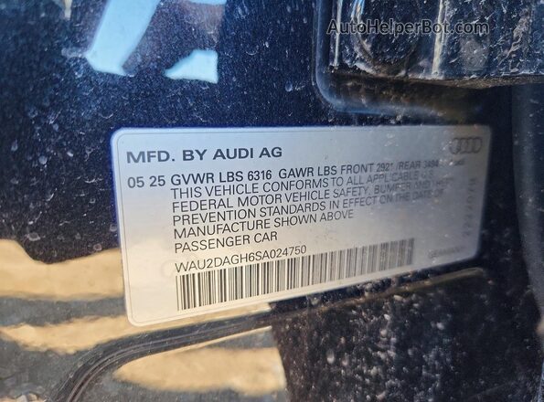 WAU2DAGH6SA024750 2025 AUDI A6 Black VIN sticker view