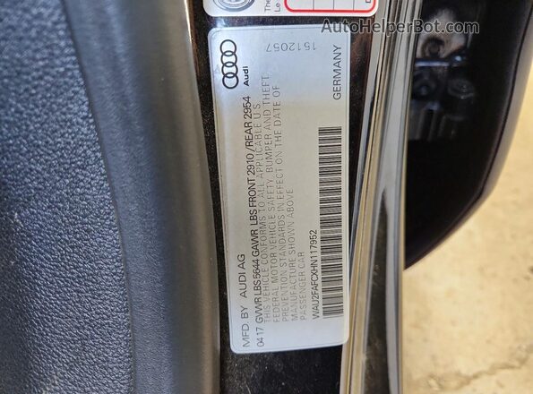 WAU2FAFCXHN117952 2017 AUDI S7 Black Widok naklejki z numerem VIN