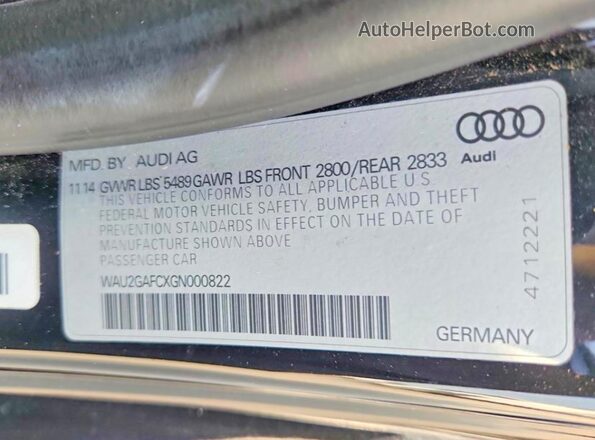 WAU2GAFCXGN000822 2016 AUDI A7 Black Engine compartment view