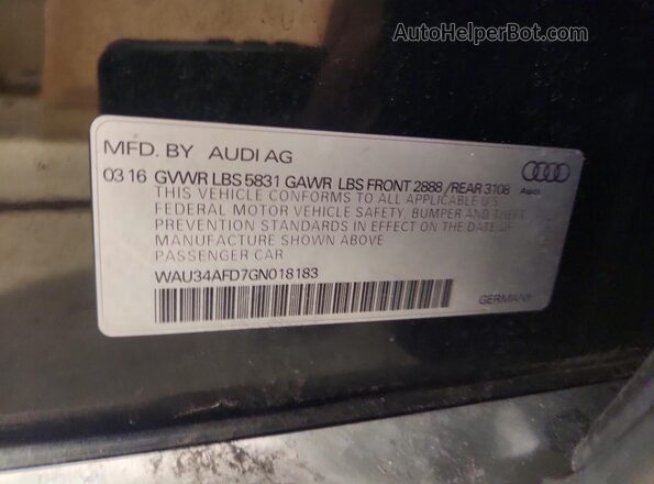 WAU34AFD7GN018183 2016 AUDI A8 Black Engine compartment view