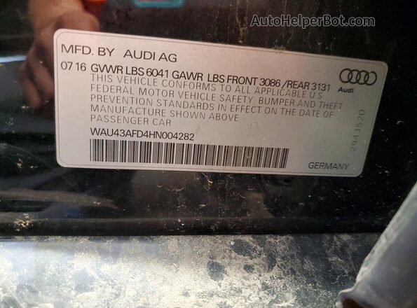 WAU43AFD4HN004282 2017 AUDI A8 Black Շարժիչի բաժամունքի տեսք