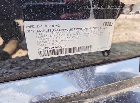 WAU43AFDXJN000128 2018 AUDI A8 Black Engine compartment view