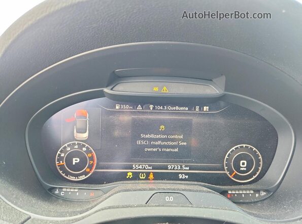 WAU6ULFF0J1086429 2018 AUDI A3 White Instrument cluster view