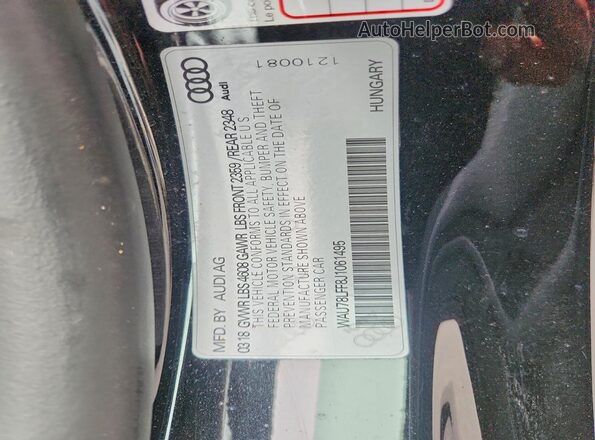 WAU78LFF8J1061495 2018 AUDI A3 Black Вид підкапотного простору