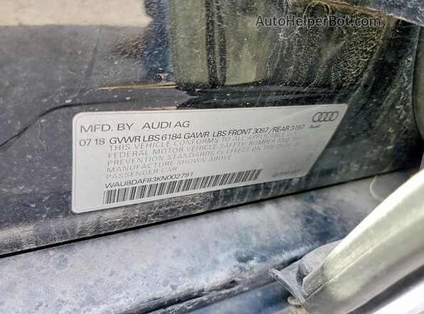 WAU8DAF83KN002791 2019 AUDI A8 Черный Вид подкапотного пространства