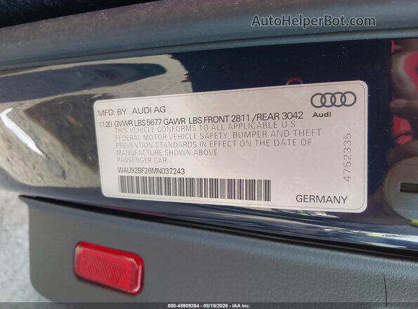 WAU92BF26MN037243 2021 AUDI OTHER Black Вид підкапотного простору