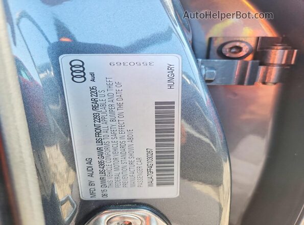 WAUA7GFF4G1030267 2016 AUDI A3 Gray Engine compartment view