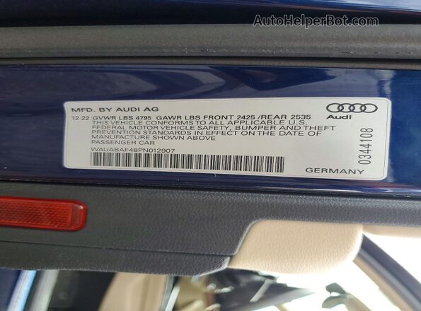 WAUABAF48PN012907 2023 AUDI A4 Синий Вид подкапотного пространства