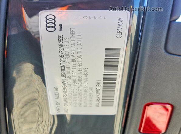 WAUABAF4XMN013911 2021 AUDI A4 Black VIN sticker view