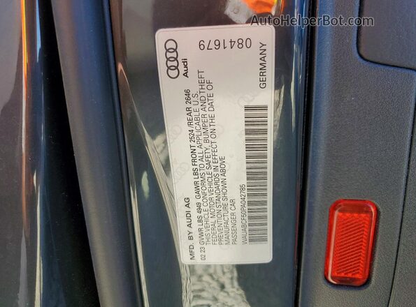 WAUABCF50PA042785 2023 AUDI A5 Gray Вид наклейки з VIN-кодом