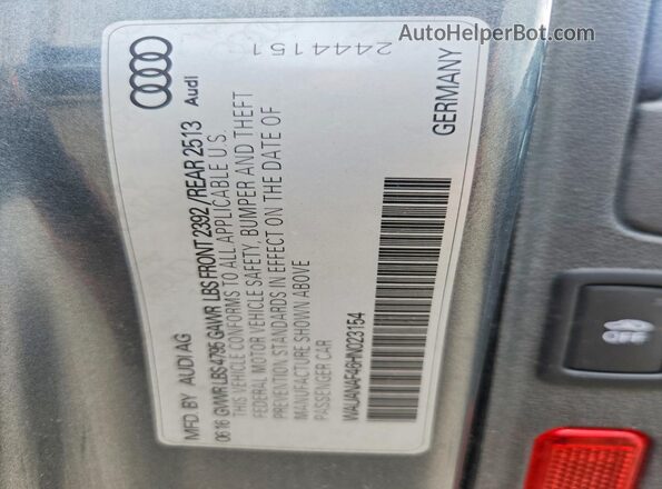 WAUANAF46HN023154 2017 AUDI A4 Gray ძრავის განყოფილების ხედი