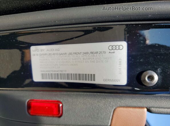 WAUANCF50KA078217 2019 AUDI A5 Black Engine compartment view