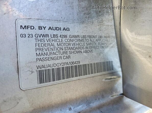 WAUAUDGY2PA106429 2023 AUDI A3 Silver Вид підкапотного простору