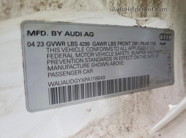 WAUAUDGYXPA118649 2023 AUDI A3 White Engine compartment view