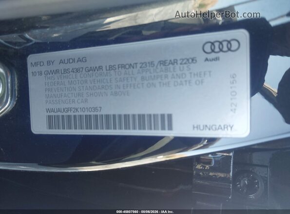 WAUAUGFF2K1010357 2019 AUDI A3 Black Engine compartment view