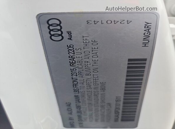 WAUAUGFF2K1011511 2019 AUDI A3 White Вид підкапотного простору
