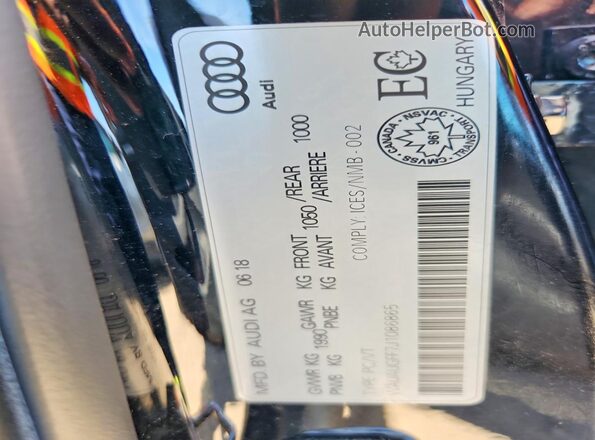 WAUAUGFF7J1086865 2018 AUDI A3 Black ძრავის განყოფილების ხედი