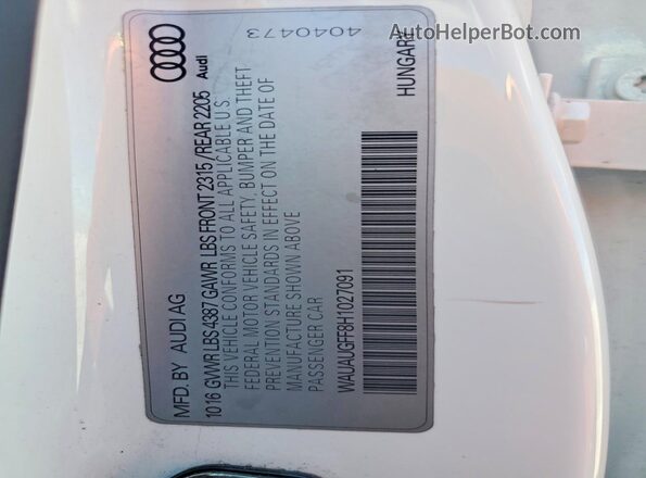 WAUAUGFF8H1027091 2017 AUDI A3 White Widok komory silnika