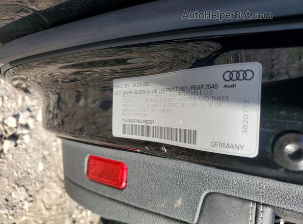 WAUB4AF4XJA062074 2018 AUDI S4 Black VIN sticker view