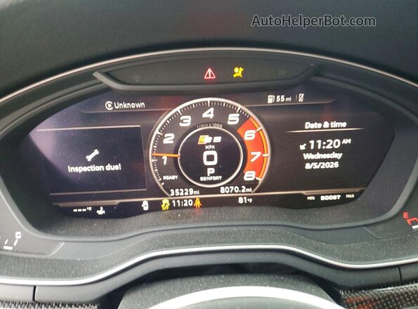 WAUB4CF54KA079734 2019 AUDI S5 Угольный Вид щитка приборов