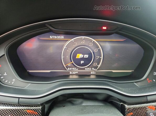 WAUB4CF55KA090838 2019 AUDI S5 White Instrument cluster view