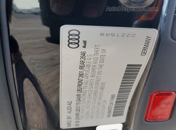 WAUB4CF57JA114989 2018 AUDI S5 Black Widok komory silnika