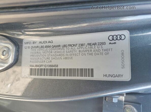 WAUB8GFF1G1068458 2016 AUDI A3 Gray Engine compartment view